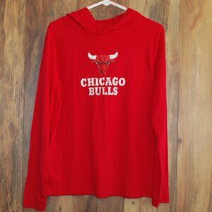 NBA NWT Red Men's Medium Long Tee with Hoodie Chicago Bulls